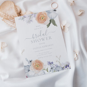 Peach Fuzz Dusty Blue Modern Brautparty Einladung