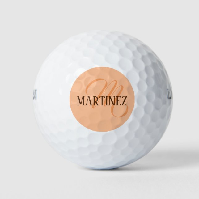 Peach Fuzz Eleganter Personalisierter Name Golfball (Vorderseite)