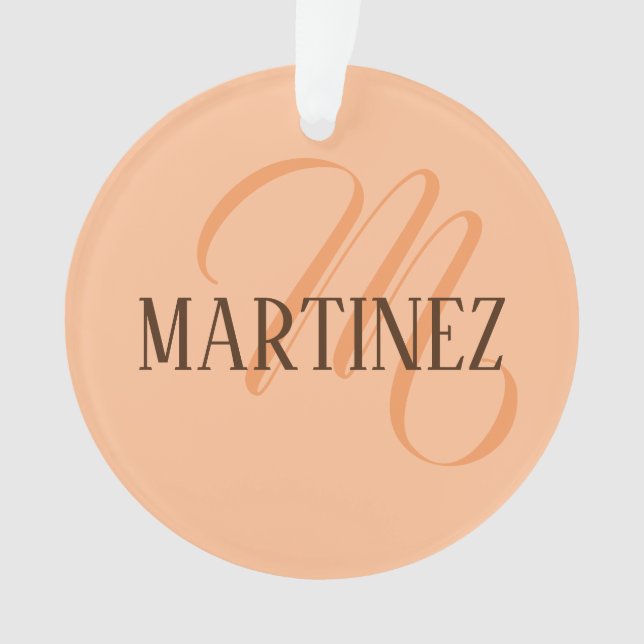Peach Fuzz Eleganter Personalisierter Name Ornament (Vorderseite)