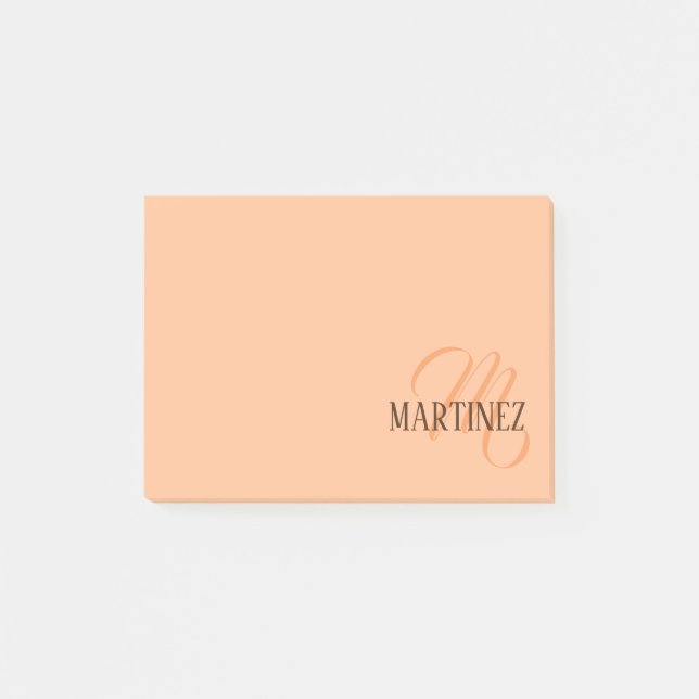 Peach Fuzz Eleganter Personalisierter Name Post-it Klebezettel (Vorderseite)
