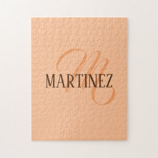 Peach Fuzz Eleganter Personalisierter Name Puzzle
