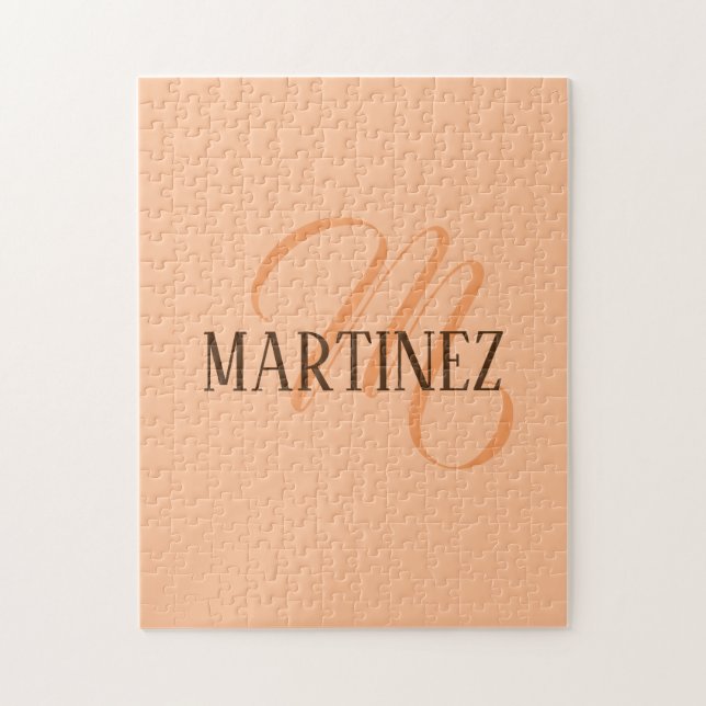 Peach Fuzz Eleganter Personalisierter Name Puzzle (Vertikal)