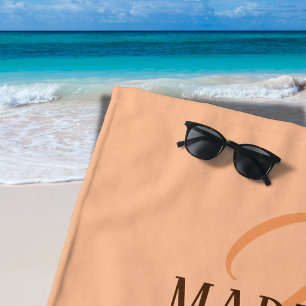 Peach Fuzz Eleganter Personalisierter Name Strandtuch