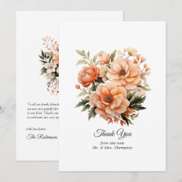 Peach Fuzz Floral Wedding Dankeskarte