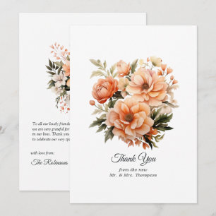 Peach Fuzz Floral Wedding Dankeskarte