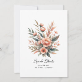 Peach Fuzz Floral Wedding Dankeskarte