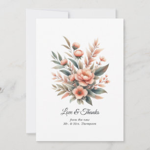 Peach Fuzz Floral Wedding Dankeskarte