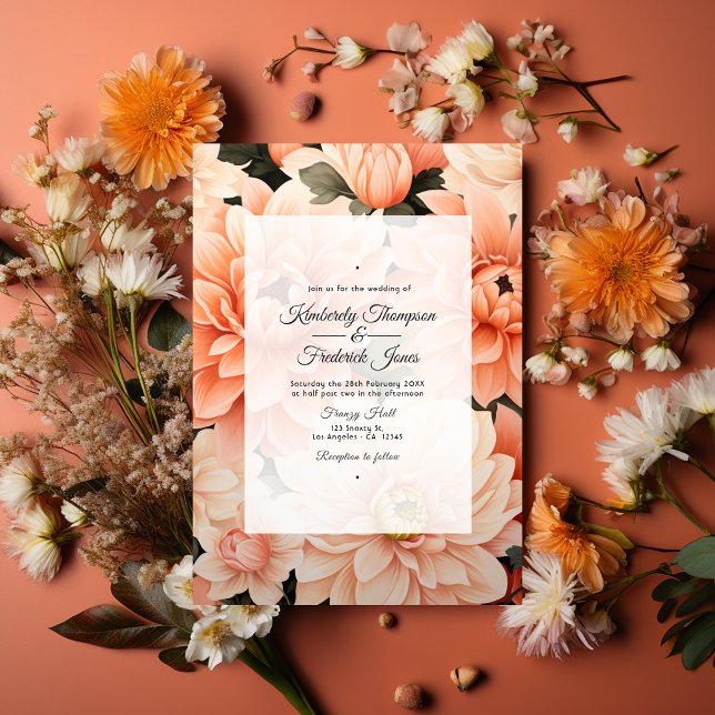 Peach Fuzz Floral Wedding Einladung (Peach Fuzz Wedding)