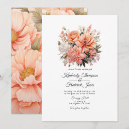 Peach Fuzz Floral Wedding Einladung