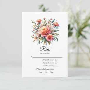 Peach Fuzz Floral Wedding RSVP Karte