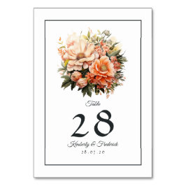 Peach Fuzz Floral Wedding Tischnummer