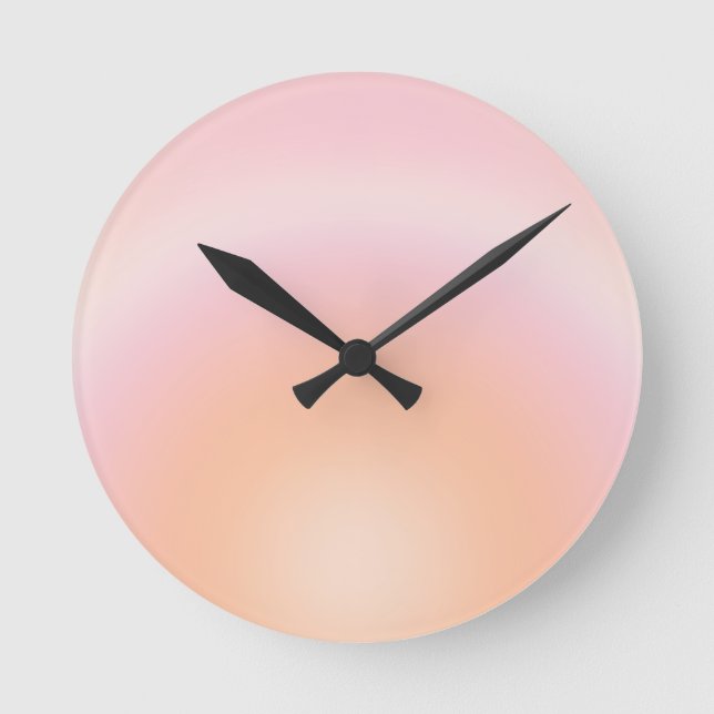 Peach Fuzz Gradient Runde Wanduhr (Vorderseite)