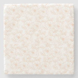 Peach Fuzz Minimalistisch Trendy Color Blume Muste Steinuntersetzer