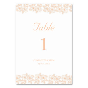 Peach Fuzz minimalistisches trendy Blume Muster Tischnummer