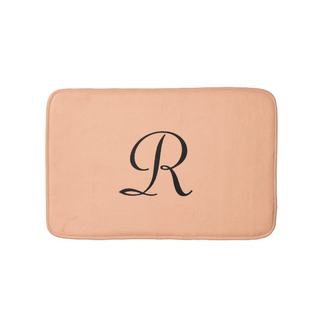 Peach Fuzz Mit Monogramm Plush Bath Mat Badematte (Vorderseite)