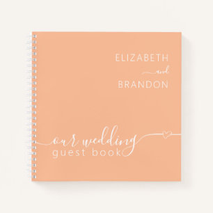 Peach Fuzz Modernes Minimal Wedding Gästebuch Notizbuch