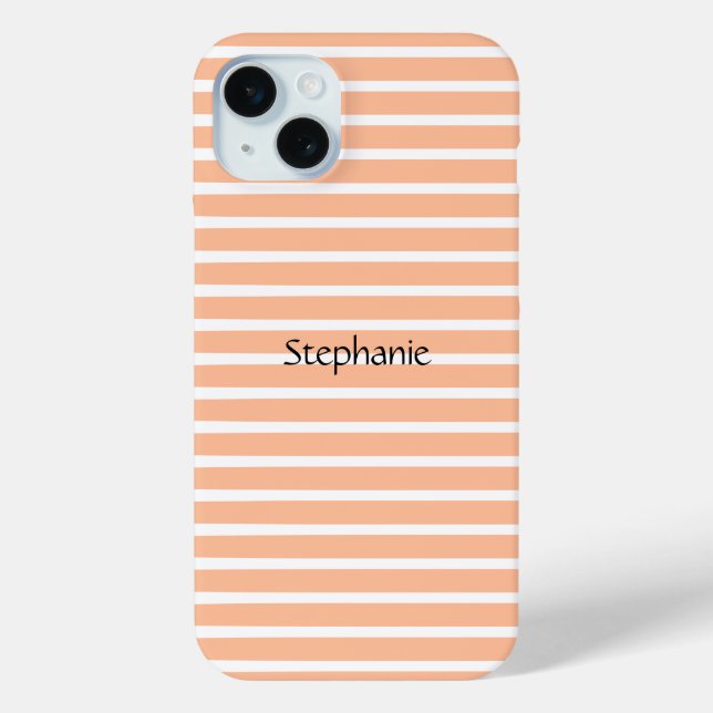 Peach Fuzz Monogram Individuelle Name Stripes 2024 Case-Mate iPhone Hülle (Rückseite)
