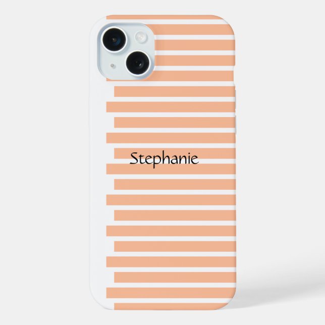 Peach Fuzz Monogram Individuelle Name Stripes 2024 iPhone Hülle (Rückseite)