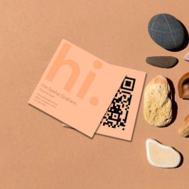 Peach Fuzz Pink Retro Hi QR Code Quadratische Visitenkarte