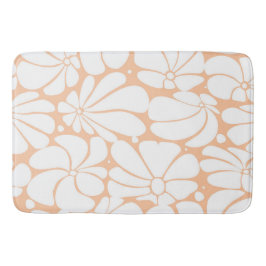 Peach Fuzz Retro 70er White Blume Grafikdesign Badematte