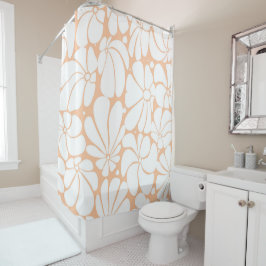Peach Fuzz Retro 70er White Blume Grafikdesign Duschvorhang