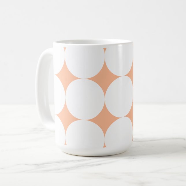 Peach fuzz retro polka Punkte Kaffeetasse (Vorderseite Links)