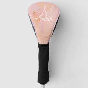 Peach Fuzz Tropical Blätter Personalisiert Monogra Golf Headcover