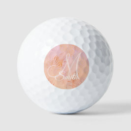 Peach Fuzz Tropical Blätter Personalisiert Monogra Golfball