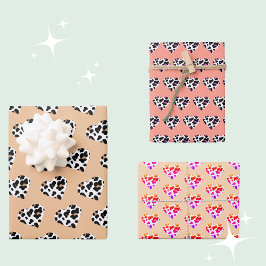Peach Fuzz Valentine's Wrapping Paper Trio Geschenkpapier Set