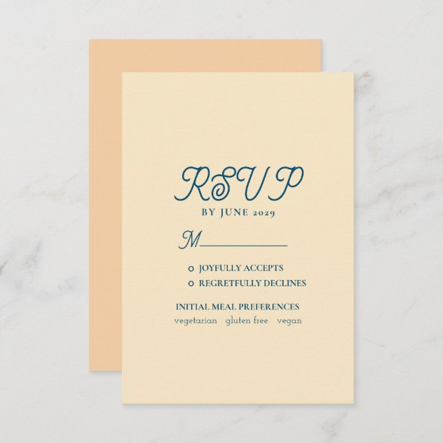 Peach Fuzz Wedding RSVP Card (Vorne/Hinten)