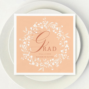 Peach Fuzz White Wildblume Wreath Abschluss Serviette