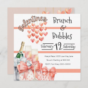 Peach Galentine's Brunch and Bubbles Einladung