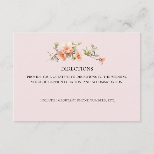Peach Garden Wedding Directors Eintrittskarte Begleitkarte (Vorderseite)