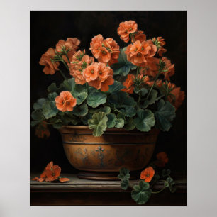 Peach Geranium Blume Art Print Poster