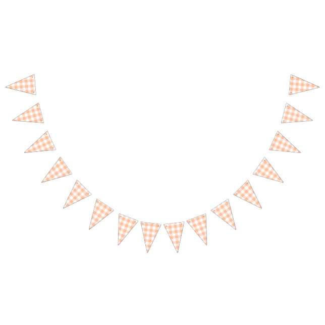 Peach Gingham Country Wedding Wimpelkette (Alle)