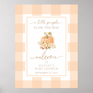 Peach Gingham Ein kleines Pumpkin Baby Dusche Will Poster