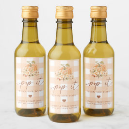 Peach Gingham Fall Pumpkin Pop It, wenn sie Pop Weinetikett