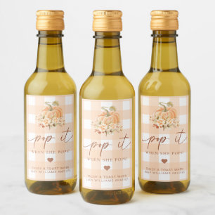 Peach Gingham Fall Pumpkin Pop It, wenn sie Pop Weinetikett