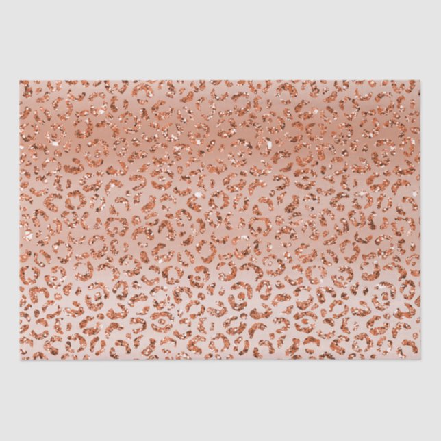 Peach Glitzer Leopard Tierdruckerei Seidenpapier (Vorderseite)