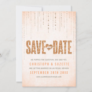 Peach Glitzer Look Save the Date