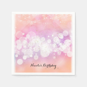 Peach Glow Sparkle Lights Glam Geburtstagsparty Serviette