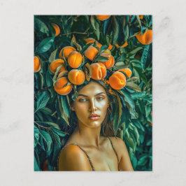Peach Goddess in Greenery Feiertagspostkarte