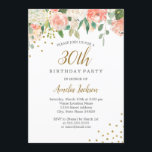 Peach Gold Aquarell Floral 30. Geburtstag Party Einladung<br><div class="desc">Hübscher Blumenladen zum Geburtstag im Kleinen Bayleigh Store!</div>