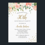 Peach Gold Aquarell Floral 30. Geburtstag Party Einladung<br><div class="desc">Hübscher Blumenladen zum Geburtstag im Kleinen Bayleigh Store!</div>