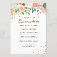 Peach Gold Aquarellfarben Blumenquinceanera
