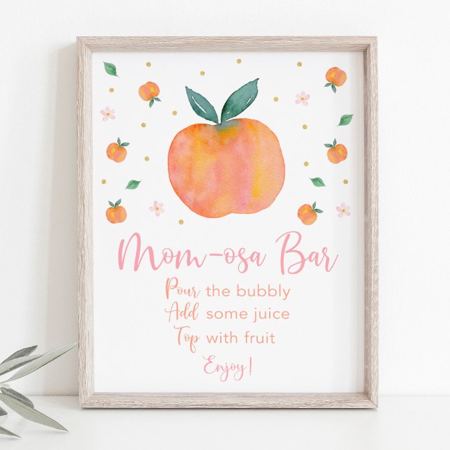 Peach Gold Baby Dusche Mimosa Bar Sign Poster (Von Creator hochgeladen)