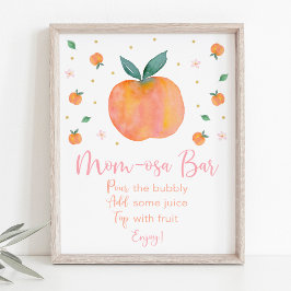 Peach Gold Baby Dusche Mimosa Bar Sign Poster