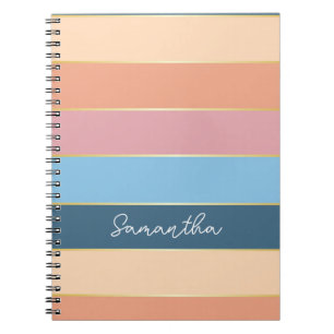 Peach Gold Custom Summer Color Block Streifen Notizblock