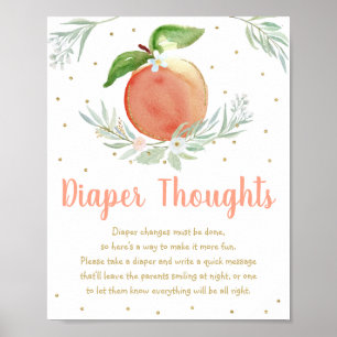 Peach Gold Floral Diaper Gedanken Spiel Poster
