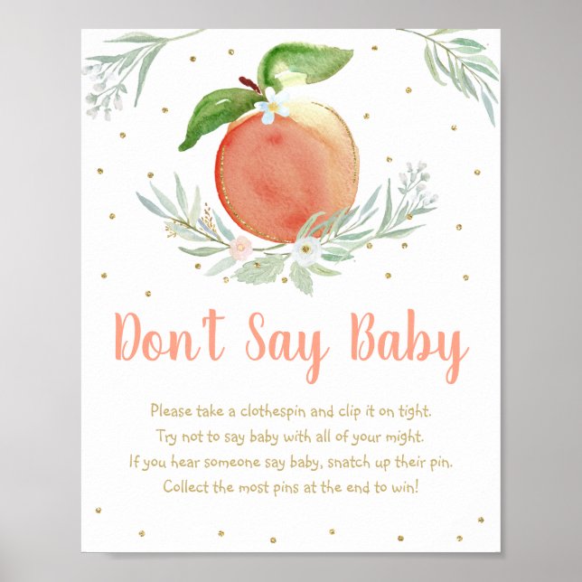 Peach Gold Floral Say Baby Game nicht Poster (Vorne)